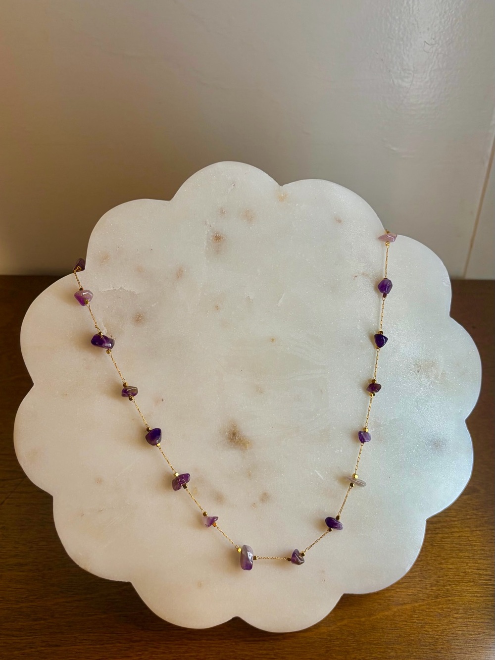 Amethyst Beaded Gold Chain Necklace